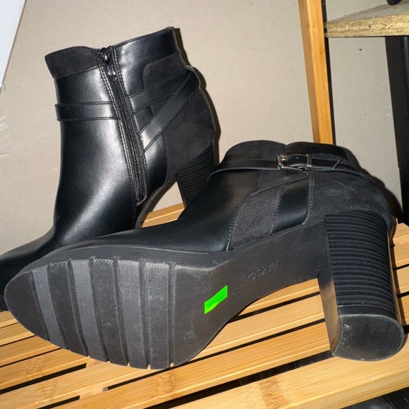 Black Leather Ankle Boots with Buckle Strap - Picture 2 of 2